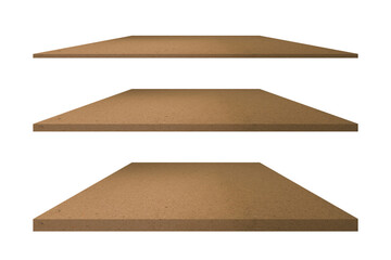 Collection of Old brown paper texture shelves on a white background isolated with Clipping Paths for design work