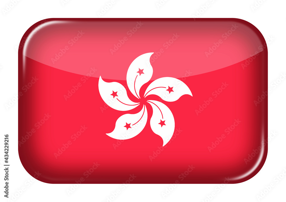 Poster Hong Kong web icon rectangle button with clipping path 3d illustration