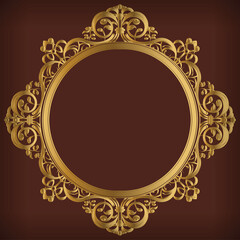 Frame Ornamental Gold Circular Border Decoration Vector Illustration