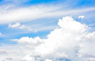 Hazy small cirrostratus, cirrocumulus and cumulus cloud formations on a sunny afternoon in late summer are contrasted against the blue sky.