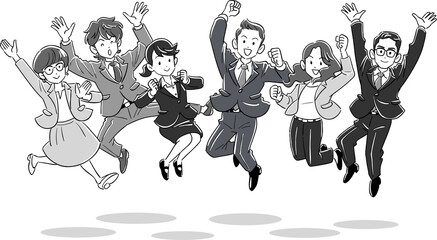 ジャンプする若いビジネスチーム
