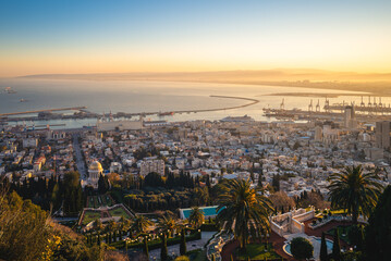 Fototapeta na wymiar Hanging Gardens of Haifa, Terraces of Bahai Faith, at haifa, israel