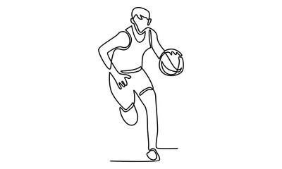 Continue line of basketball player vector illustration