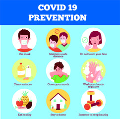 	
Prevention of COVID-19 infographic poster vector illustration design template. Coronavirus protection poster or flyer.	
