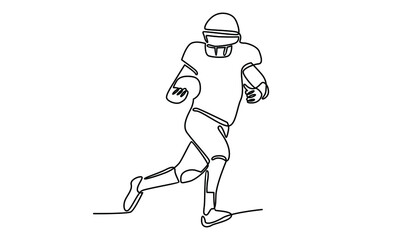 Continue line of american football player vector illustration