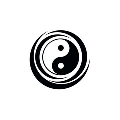 abstract tattoo yin yang logo symbol template design vector in isolated white background - obrazy, fototapety, plakaty