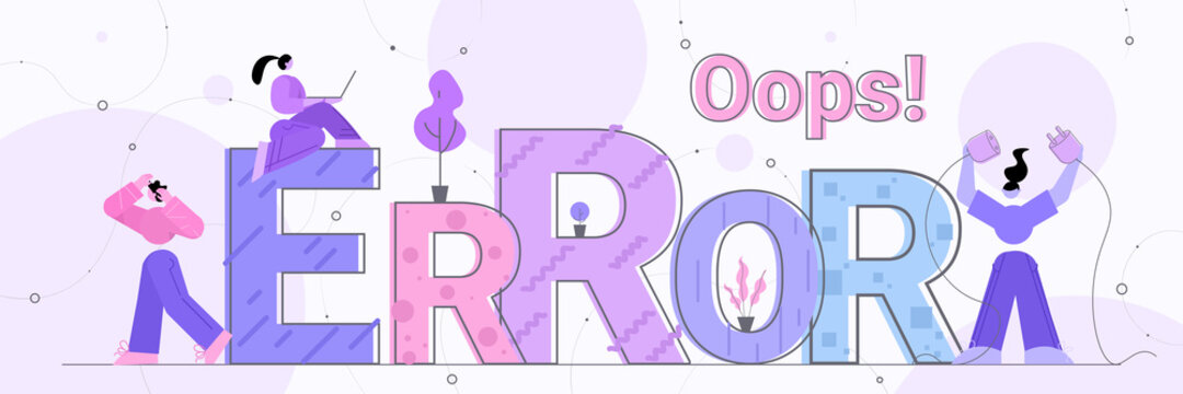 programers repairing site with problem not working lost not found concept