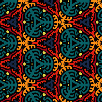 Hexagonal Seamless Pattern with Shapes