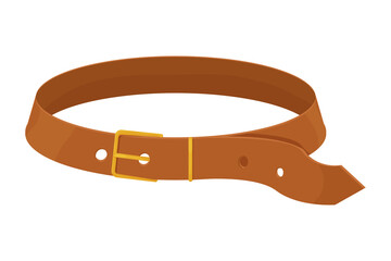 Dog collar in brown color in cartoon style isolated on white background. Equipment, pet accessory, protection symbol.