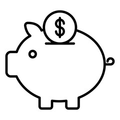A linear design, icon of piggy bank