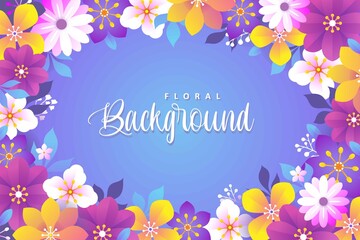 Colorful Floral Background With Flat Design