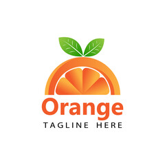 3d orange fresh logo template design vector in isolated white background