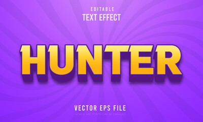 Hunter editable 3d text effect