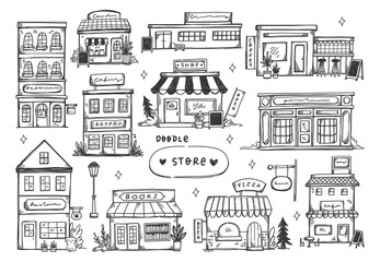Set of hand drawn store front  - 434233832