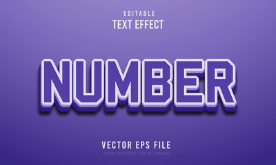Number editable 3d text effect