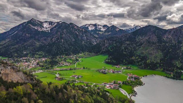 Hyperlapse (timelapse) towards Alps at lake Schliersee.