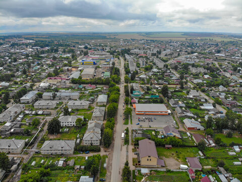 Aerial view of Lenin street (Sovetsk, Kirov region, Russia)