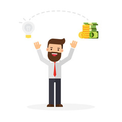 Businessman change ideas into money