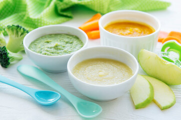 Assortment of fruit and vegetable puree