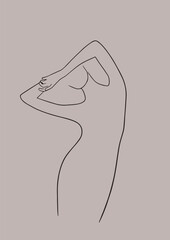 Abstract illustration. Poster. Drawing of a woman in one line.