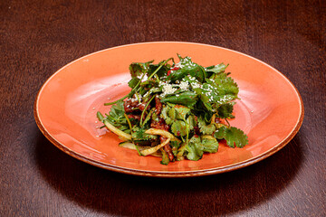 Salad with beef and cucumber