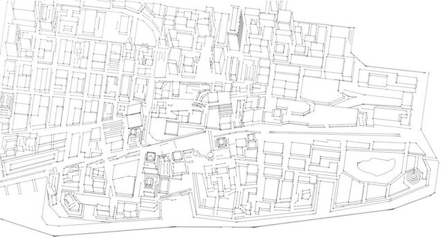 The Complete Architectural layout sketch blueprint drawing of a city animation