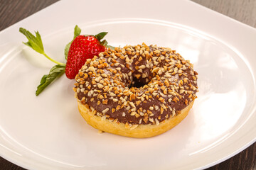 Glaze cundy donut with chocolate