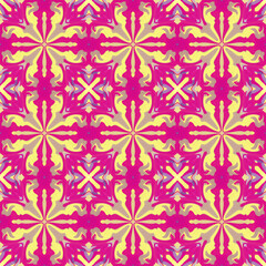 Abstract kaleidoscope background. Colorful seamless patterns. Geometric design elements. Repeat Tie Dye. Ethnic Persian Motif. Rainbow wallpaper, fabric, furniture print. Psychedelic style.