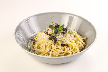 Pasta with hard and soft cheeses