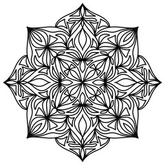 Easy mandala like flower or star, basic and simple mandalas Coloring Book for adults, seniors, and beginner. Digital drawing. Floral. Flower. Oriental. Book Page. Vector.	