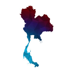 Map of Thailand from Polygonal wire frame low poly mesh,Thailand map Vector Illustration EPS10.