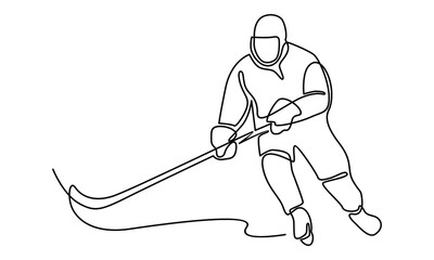 Continue line of ice hockey player vector illustration