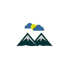 Minimalist Landscape Hills, Mountain Peaks River Creek Simple logo design Vector