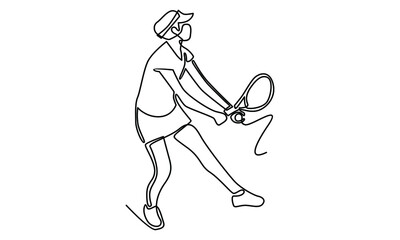 Continue line of tennis player vector illustration