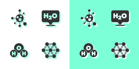 Set Molecule, , Chemical formula for H2O and icon. Vector