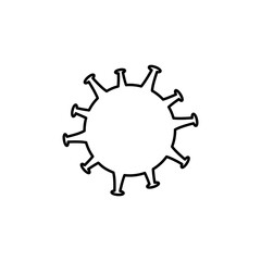 Black icon of a virus or bacteria cell. Novel Coronavirus 2019-nCoV Covid-19.Infection concept. Flat isolated symbol sign for: illustration, logo, mobile, app, design, web, dev, ui, ux. Vector EPS 10