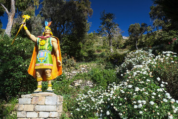 ボリビアのチチカカ湖に浮かぶ太陽の島に咲く花々