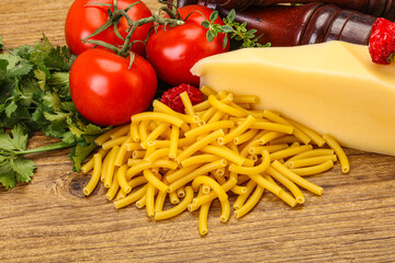 Italian pasta raw Maccheroni for cooking