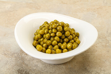 Marinated green pea in the bowl