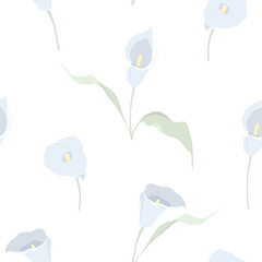 Vector seamless pattern with calla lily flowers