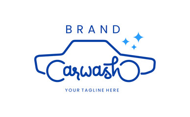 Car wash logo vector calligraphy. Ink illustration isolated on white. Unique hand lettering for car wash logo design. Vector EPS 10.