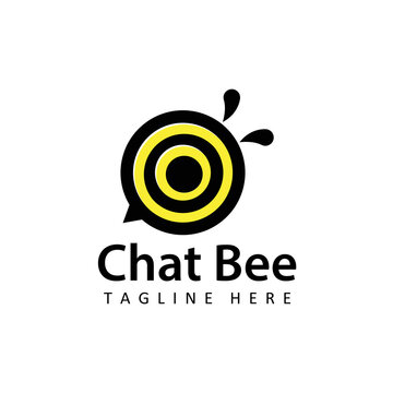 round shape chat bee logo illustration template design vector in isolated background