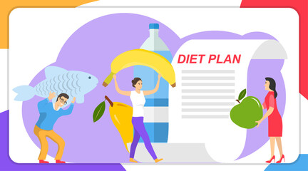 Fototapeta premium Diet plan, people develop diet plan concept. Vector illustration.