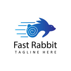 fast run rabbit logo illustration template design vector in isolated background can use for delivery agency