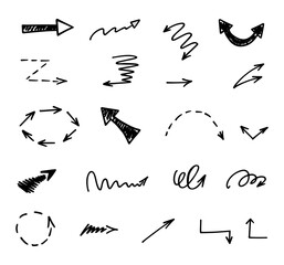 Vector set of hand-drawn arrows, elements for presentation