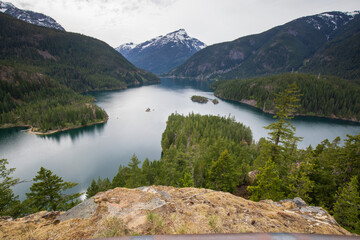 Diablo Lake reservoir at North Cascades National Park in Spring. Washington State.