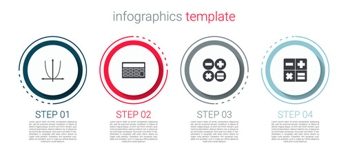 Set Graph, schedule, chart, diagram, Calculator, and . Business infographic template. Vector