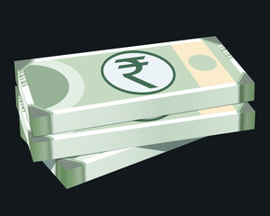 500 India Rupee stack. isolated on white background. Vector illustration. New Indian currency