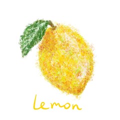 Abstract image of a lemon with a leaf on a white background. digital illustration