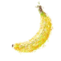 Abstract image of a banana on a white background.